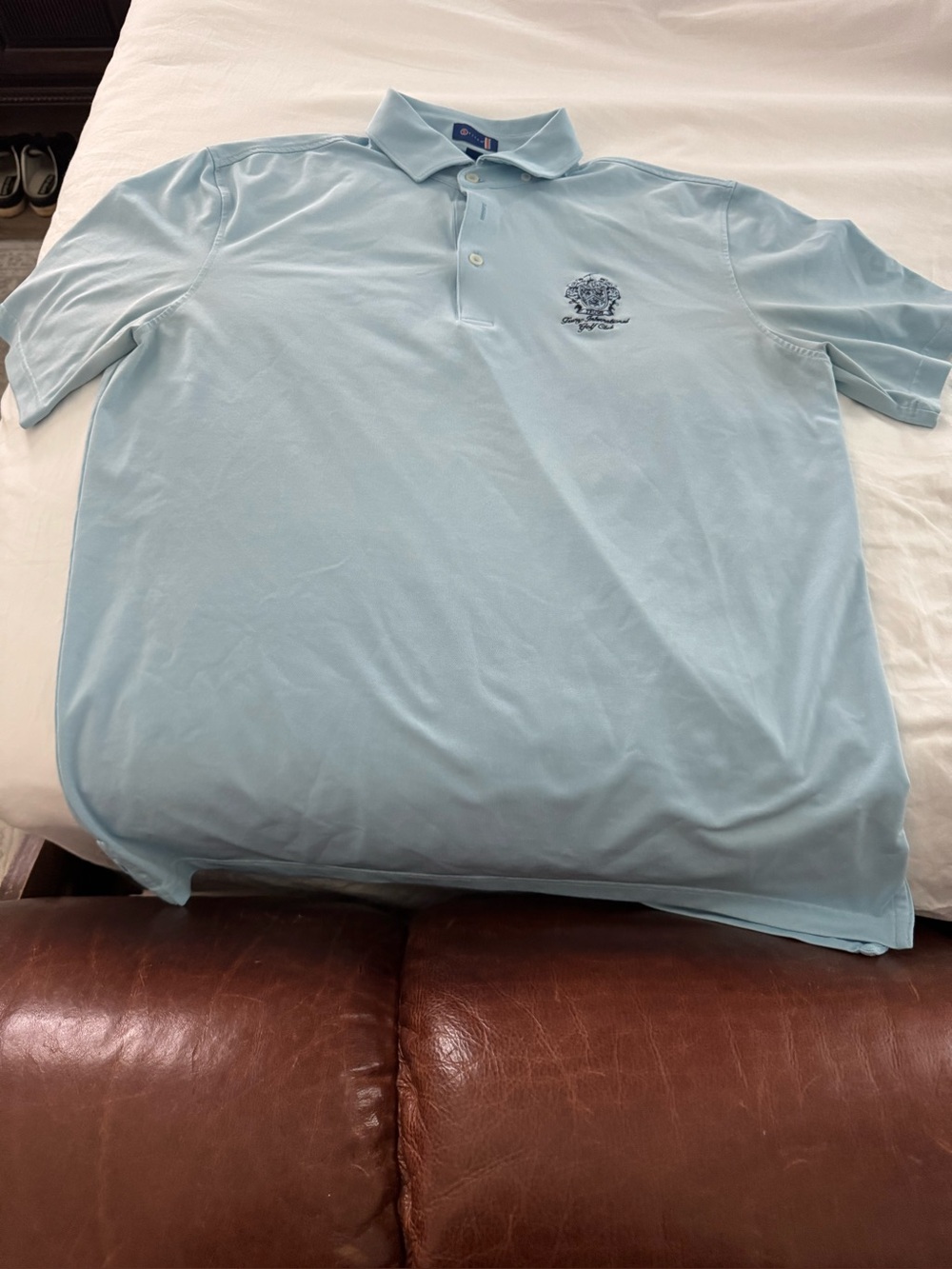 Stitch Light Blue Polo Shirt with Embroidered Crest Trump national golf course